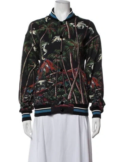 Pre-owned Dolce & Gabbana Graphic Print Bomber Jacket In Black