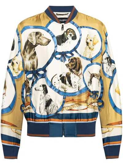 Dolce & Gabbana Graphic-print Bomber Jacket In Yellow