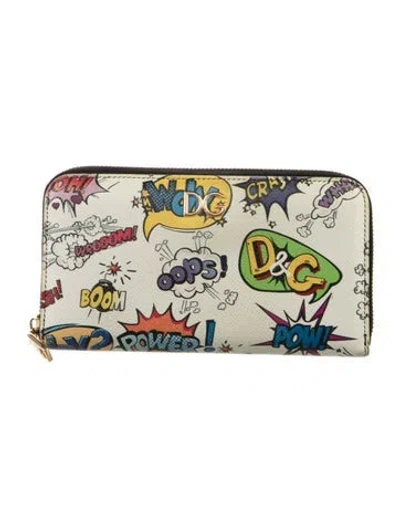 Pre-owned Dolce & Gabbana Graphic Print Continental Wallet In Neutrals
