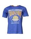 Dolce & Gabbana Blue Graphic Print Cotton Crew Neck T-shirt In Blue