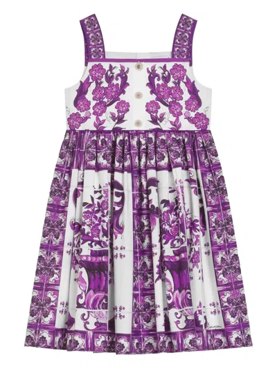 Dolce & Gabbana Kids' Graphic-print Cotton Dress In White