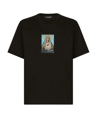 Dolce & Gabbana Graphic-print Cotton T-shirt In Black