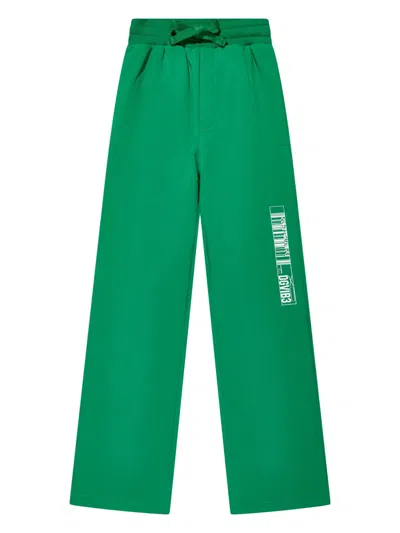 Dolce & Gabbana Kids' Graphic-print Cotton Track Pants In Green