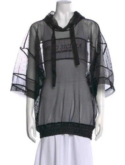 Pre-owned Dolce & Gabbana Graphic Print Crew Neck Hoodie In Black