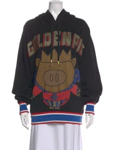 Pre-owned Dolce & Gabbana Graphic Print Crew Neck Hoodie In Black