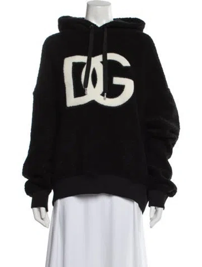 Pre-owned Dolce & Gabbana Graphic Print Crew Neck Hoodie In Black