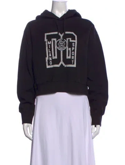Pre-owned Dolce & Gabbana Graphic Print Crew Neck Hoodie In Black