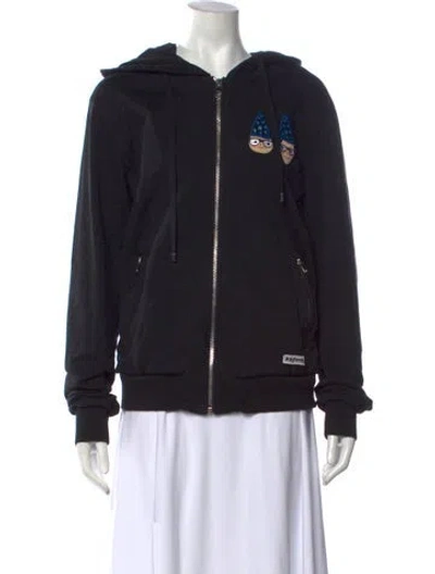 Pre-owned Dolce & Gabbana Graphic Print Crew Neck Hoodie In Black