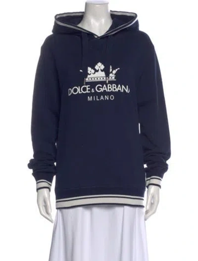 Pre-owned Dolce & Gabbana Graphic Print Crew Neck Hoodie In Gray