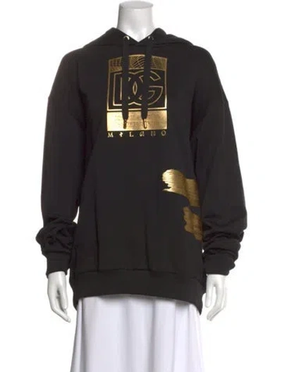 Pre-owned Dolce & Gabbana Graphic Print Crew Neck Hoodie W/ Tags In Black