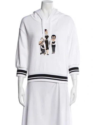 Pre-owned Dolce & Gabbana Graphic Print Crew Neck Hoodie In White
