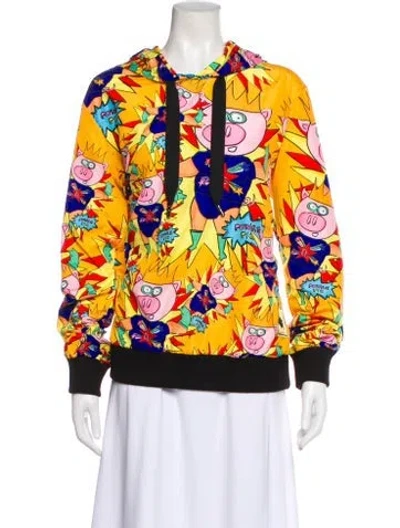 Pre-owned Dolce & Gabbana Graphic Print Crew Neck Hoodie In Yellow