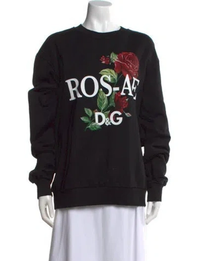 Pre-owned Dolce & Gabbana Graphic Print Crew Neck Sweater In Black