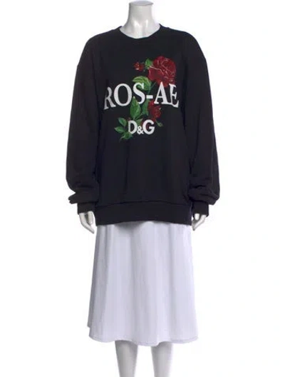 Pre-owned Dolce & Gabbana Graphic Print Crew Neck Sweater In Black