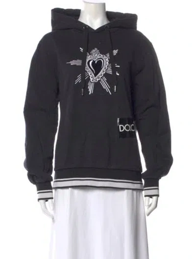 Pre-owned Dolce & Gabbana Graphic Print Crew Neck Sweater In Gray