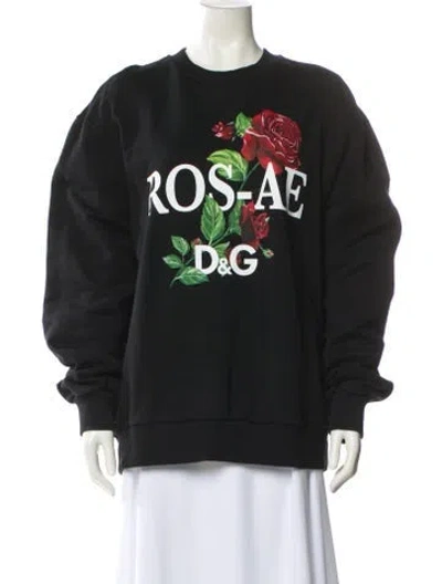 Pre-owned Dolce & Gabbana Graphic Print Crew Neck Sweatshirt In Black