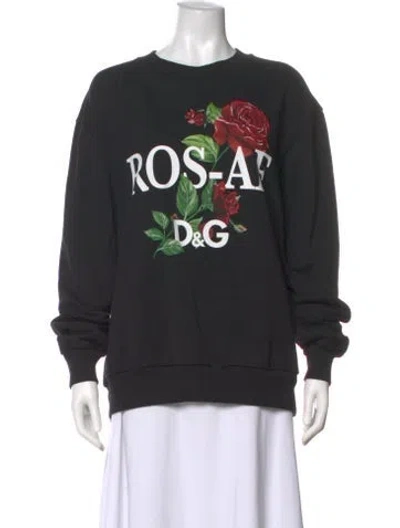 Pre-owned Dolce & Gabbana Graphic Print Crew Neck Sweatshirt In Black