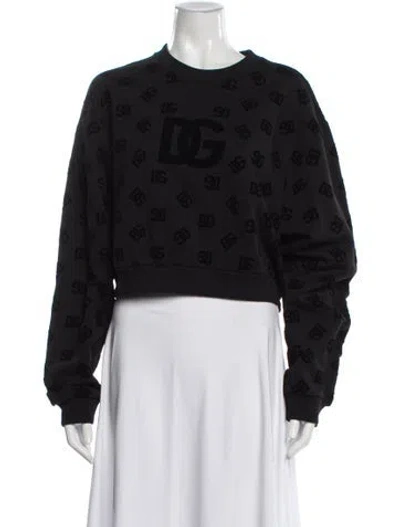 Pre-owned Dolce & Gabbana Graphic Print Crew Neck Sweatshirt In Black