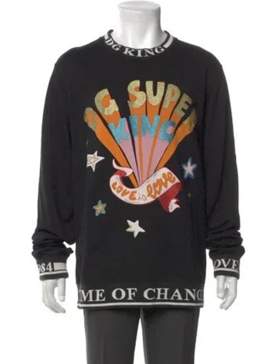Pre-owned Dolce & Gabbana Graphic Print Crew Neck Sweatshirt In Black