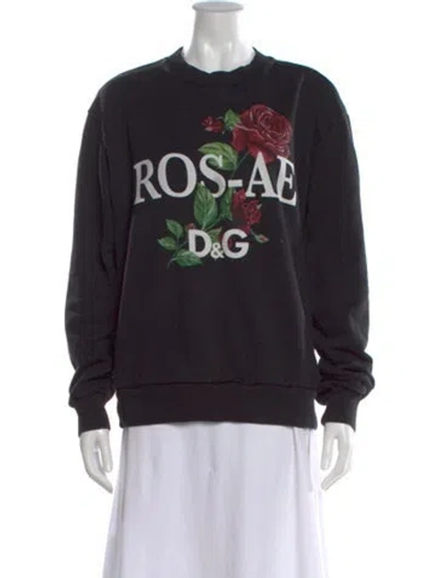 Pre-owned Dolce & Gabbana Graphic Print Crew Neck Sweatshirt In Black