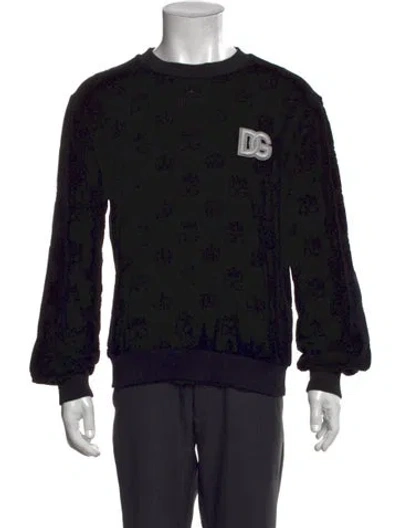 Pre-owned Dolce & Gabbana Graphic Print Crew Neck Sweatshirt In Black