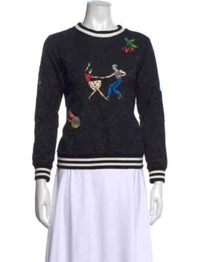 Pre-owned Dolce & Gabbana Graphic Print Crew Neck Sweatshirt In Black