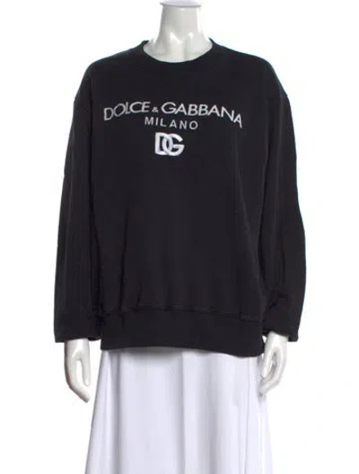 Pre-owned Dolce & Gabbana Graphic Print Crew Neck Sweatshirt In Black