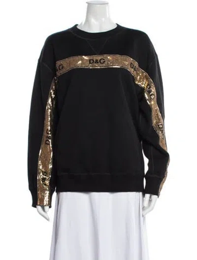 Pre-owned Dolce & Gabbana Graphic Print Crew Neck Sweatshirt In Black