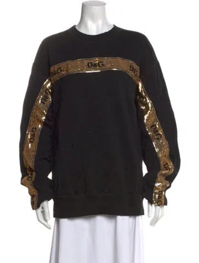 Pre-owned Dolce & Gabbana Graphic Print Crew Neck Sweatshirt In Black