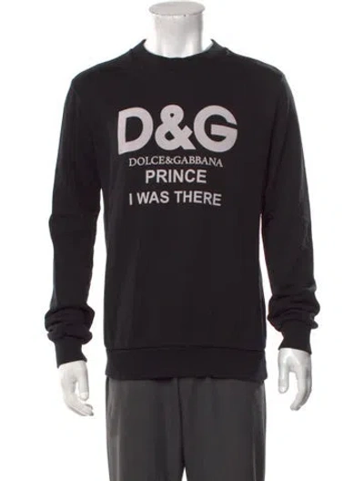 Pre-owned Dolce & Gabbana Graphic Print Crew Neck Sweatshirt In Black