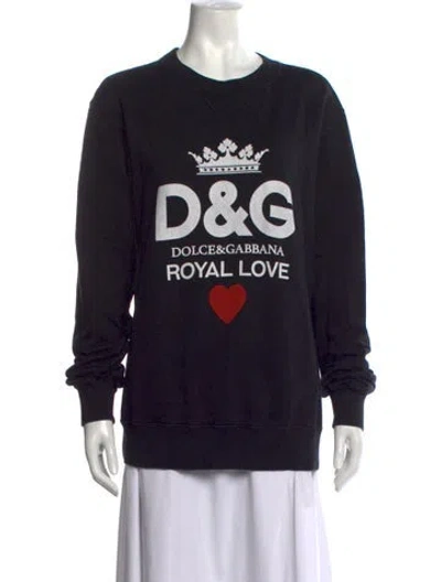 Pre-owned Dolce & Gabbana Graphic Print Crew Neck Sweatshirt In Black