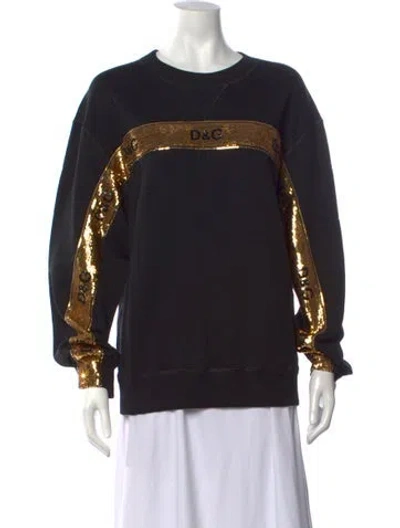 Pre-owned Dolce & Gabbana Graphic Print Crew Neck Sweatshirt In Black
