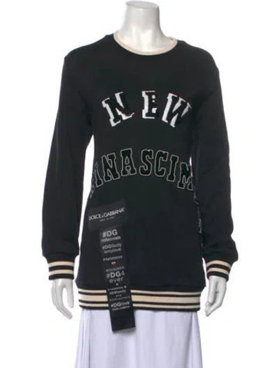 Pre-owned Dolce & Gabbana Graphic Print Crew Neck Sweatshirt In Black