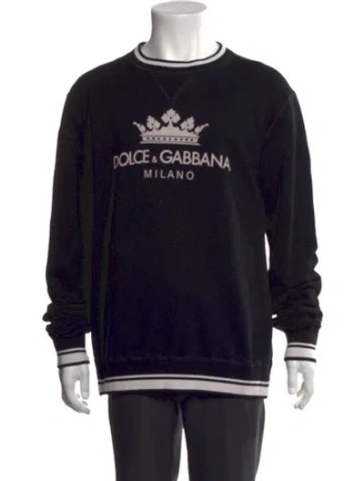 Pre-owned Dolce & Gabbana Graphic Print Crew Neck Sweatshirt In Blue