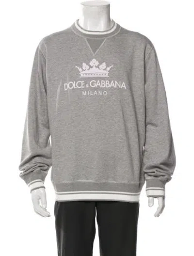 Pre-owned Dolce & Gabbana Graphic Print Crew Neck Sweatshirt In Gray