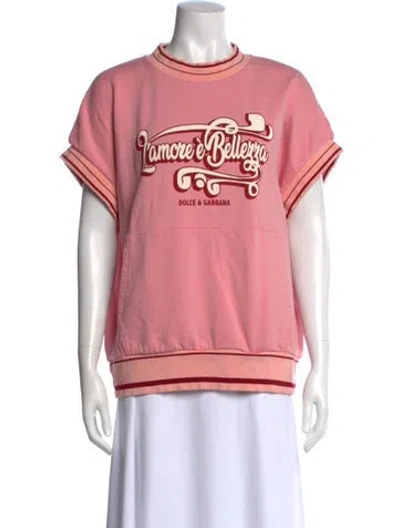 Pre-owned Dolce & Gabbana Graphic Print Crew Neck Sweatshirt In Pink