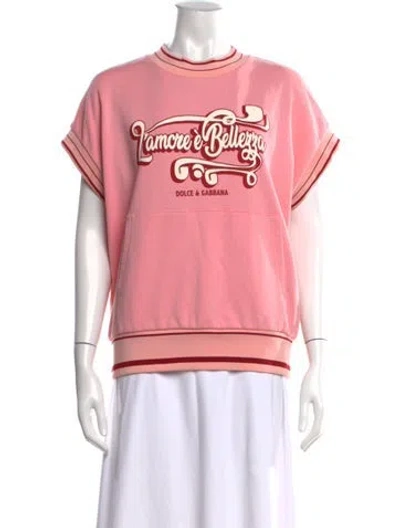Pre-owned Dolce & Gabbana Graphic Print Crew Neck Sweatshirt In Pink