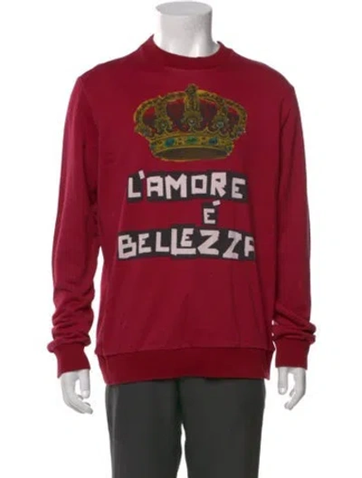 Pre-owned Dolce & Gabbana Graphic Print Crew Neck Sweatshirt In Red