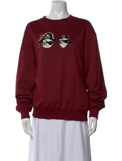 Pre-owned Dolce & Gabbana Graphic Print Crew Neck Sweatshirt In Red