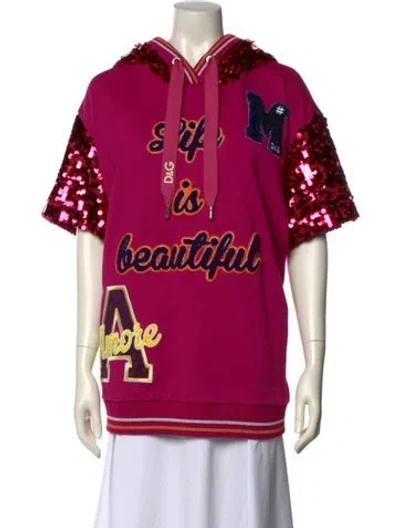 Pre-owned Dolce & Gabbana Graphic Print Crew Neck Sweatshirt W/ Tags In Pink
