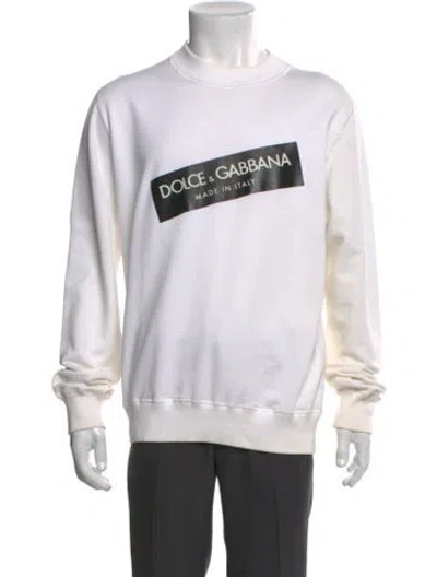 Pre-owned Dolce & Gabbana Graphic Print Crew Neck Sweatshirt In White