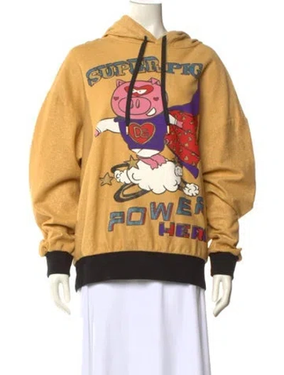 Pre-owned Dolce & Gabbana Graphic Print Crew Neck Sweatshirt In Yellow