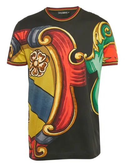 Pre-owned Dolce & Gabbana Graphic-print Crew-neck T-shirt In Black