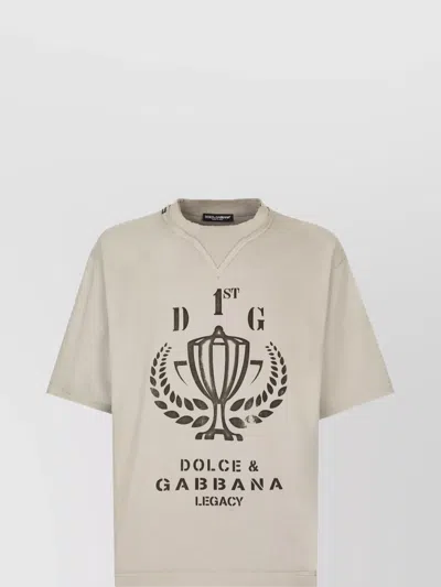 Dolce & Gabbana Graphic Print Crew Neck T-shirt In Neutral