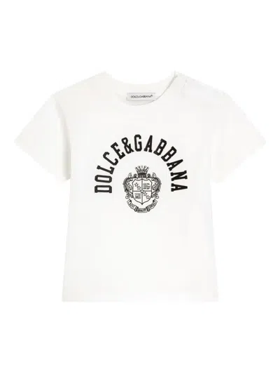 Dolce & Gabbana Babies' Graphic-print Crew-neck T-shirt In White