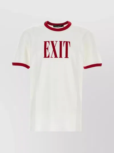DOLCE & GABBANA GRAPHIC PRINT CREW NECK T-SHIRT WITH CONTRAST TRIM