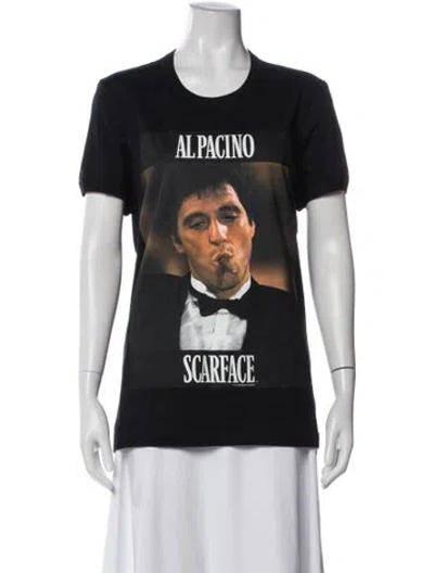 Pre-owned Dolce & Gabbana Graphic Print Crew Neck T-shirt In Black