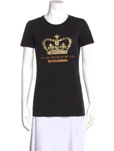 Pre-owned Dolce & Gabbana Graphic Print Crew Neck T-shirt In Black