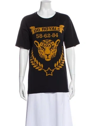 Pre-owned Dolce & Gabbana Graphic Print Crew Neck T-shirt In Black