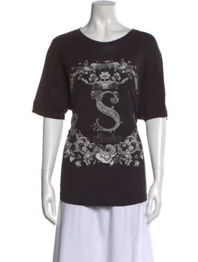 Pre-owned Dolce & Gabbana Graphic Print Crew Neck T-shirt In Black